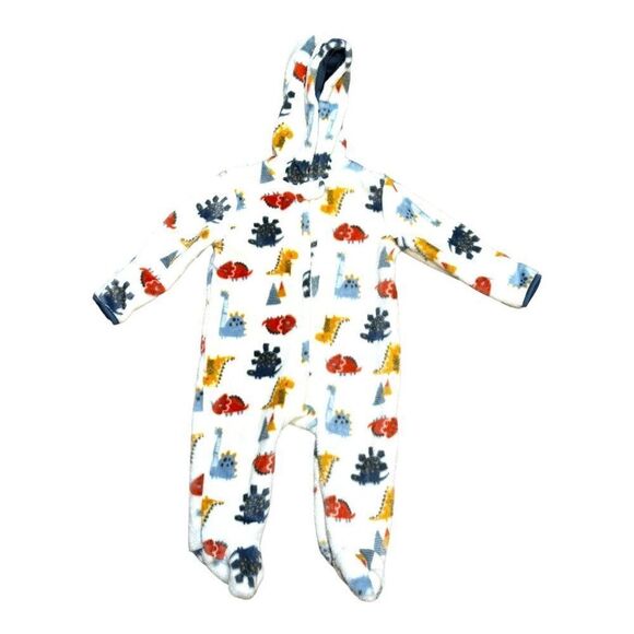 Baby Gear 6-9M Hooded Dinosaur Print Baby Footed Pajamas Zip Up Hoodie Gift - Picture 1 of 4